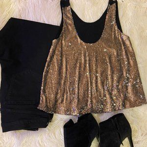 Gold and Silver Sequin Tank Top